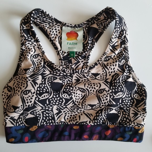 Farm Rio Midnight Leopards Top Racerback Bralette style Size XS - Picture 1 of 6
